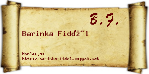 Barinka Fidél névjegykártya